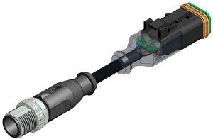 Провод в литой изоляции DT-немецкий штекер - разъём M12x1